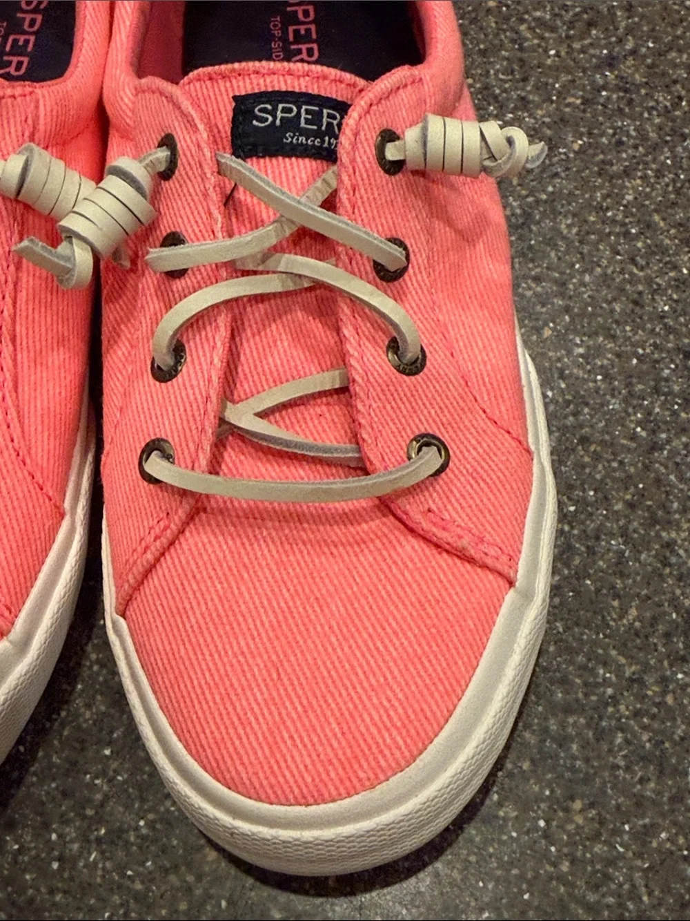 Sperry Coral-Pink Canvas Slip-On Sneakers